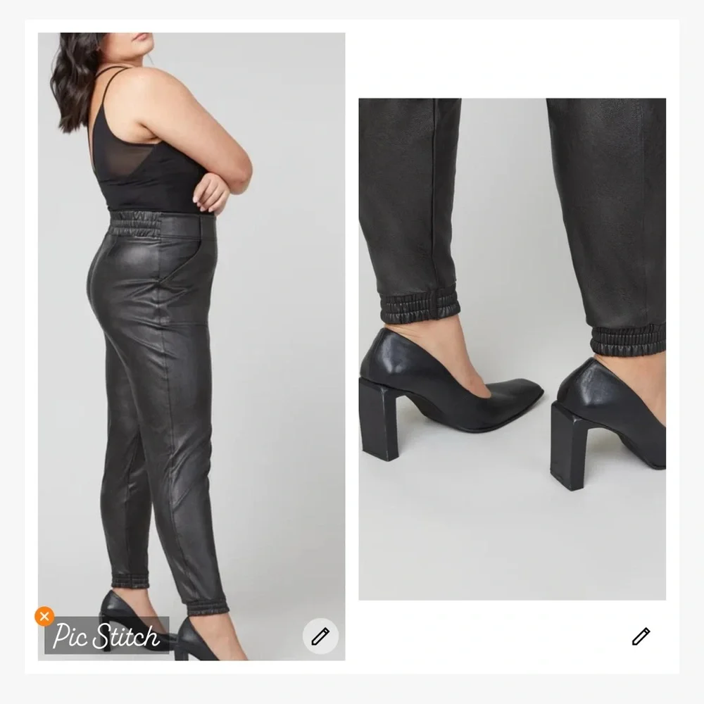 Spanx Faux Leather Joggers Black - Picture 3 of 10